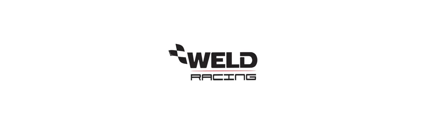 Weld Wheels logo in bold black and white, featuring 'WELD' in strong, uppercase letters and 'Wheels' in smaller font below, symbolizing high-performance racing wheels.