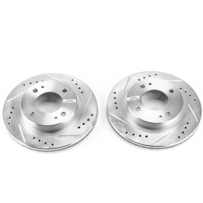 Power Stop 14-15 Mitsubishi Mirage Front Evolution Drilled & Slotted Rotors - Pair PowerStop