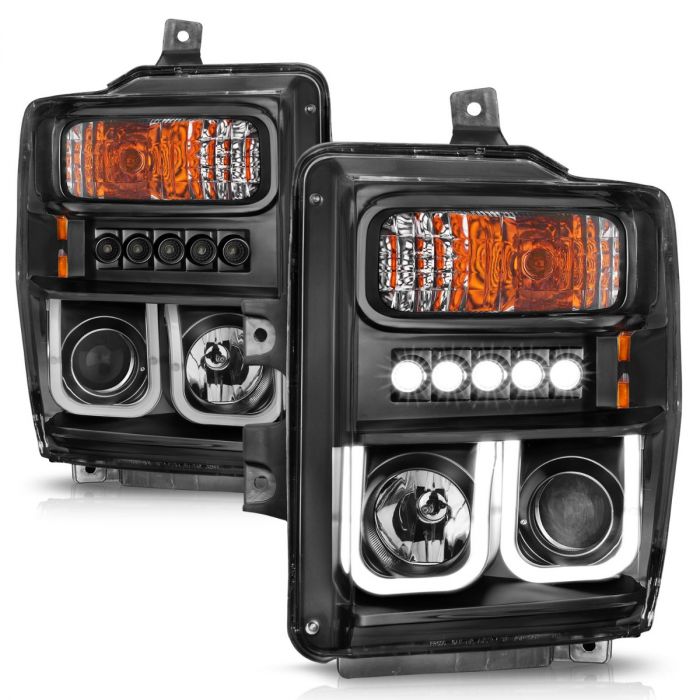 ANZO FORD F-250/350/450/550 SUPERDUTY 08-10 PROJECTOR U-BAR STYLE HEADLIGHTS BLACK (NOT FOR SEALED BEAM MODELS) - 111305