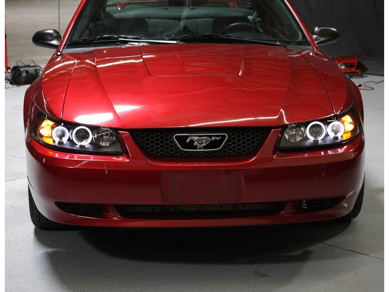 Spyder Ford Mustang 99-04 Projector Headlights LED Halo Black High H1 Low H1 PRO-YD-FM99-1PC-AM-BK SPYDER
