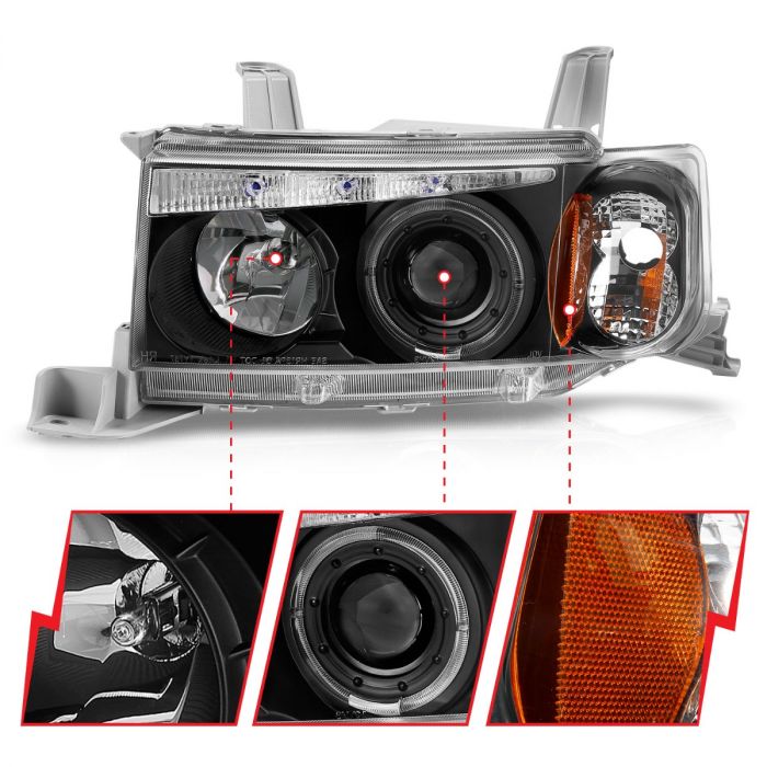 ANZO SCION XB 04-07 PROJECTOR HALO HEADLIGHTS BLACK - 121347