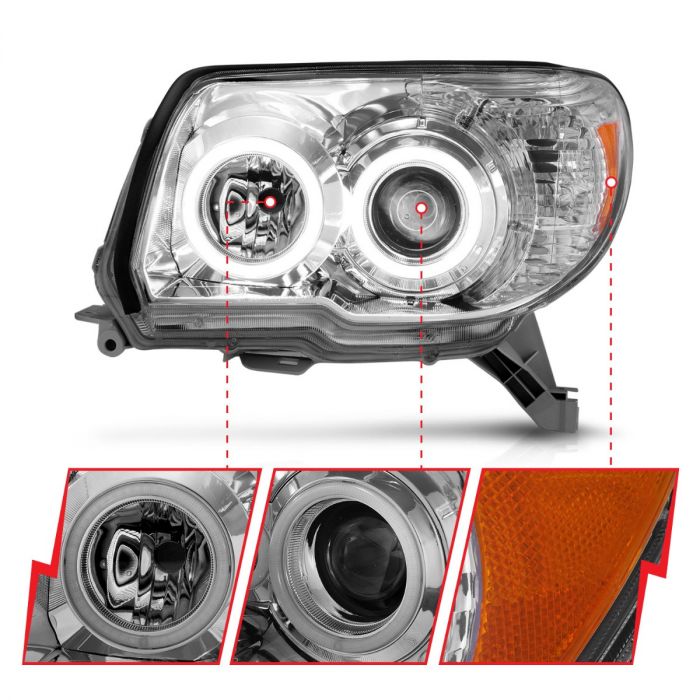 ANZO TOYOTA 4RUNNER 06-09 PROJECTOR HEADLIGHTS CHROME W/ RX HALO (NO BULBS INCLUDED) -111321
