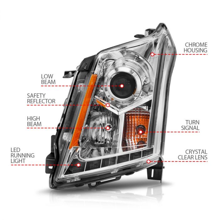 ANZO CADILLAC SRX 10-16 PROJECTOR PLANK STYLE HEADLIGHTS CHROME -111307