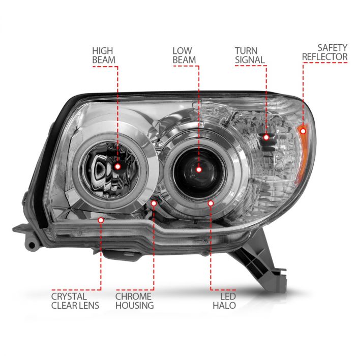 ANZO TOYOTA 4RUNNER 06-09 PROJECTOR HEADLIGHTS CHROME W/ RX HALO (NO BULBS INCLUDED) -111321