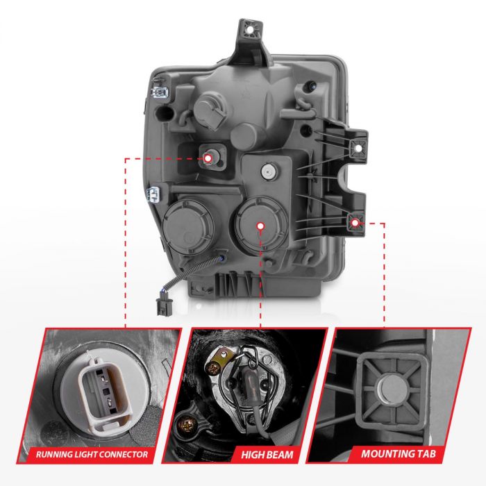 ANZO FORD F-250/350/450/550 SUPERDUTY 08-10 PROJECTOR U-BAR STYLE HEADLIGHTS BLACK (NOT FOR SEALED BEAM MODELS) - 111305