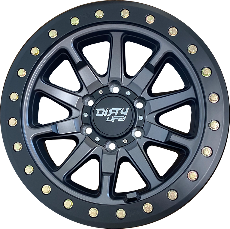 Dirty Life 9304 DT-2 17x9 / 6x139.7 BP / -12mm Offset / 106mm Hub Matte Black Wheel - Beadlock