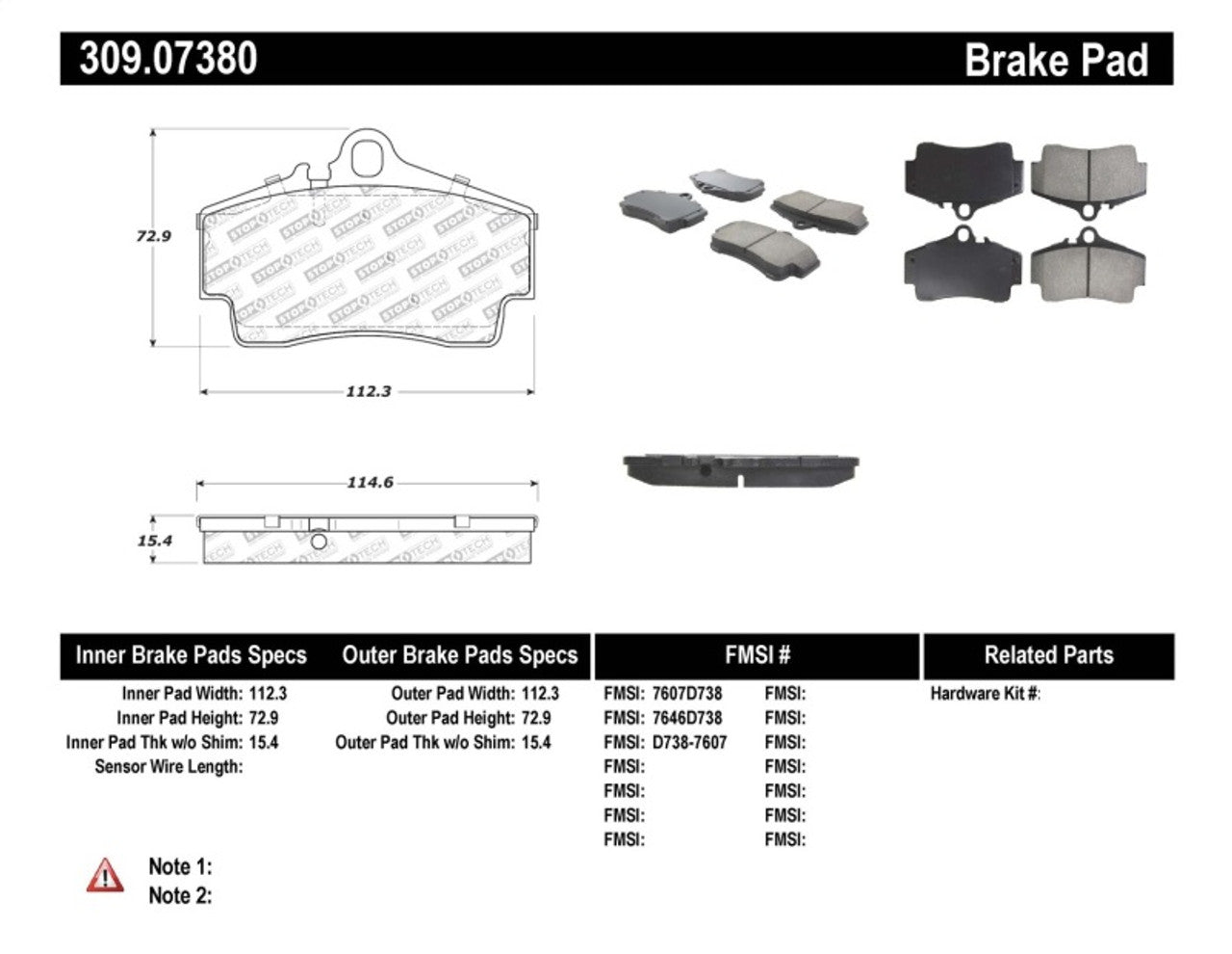 Brembo OE 00-08 Porsche 911/00-04 Boxster Wear Indicator