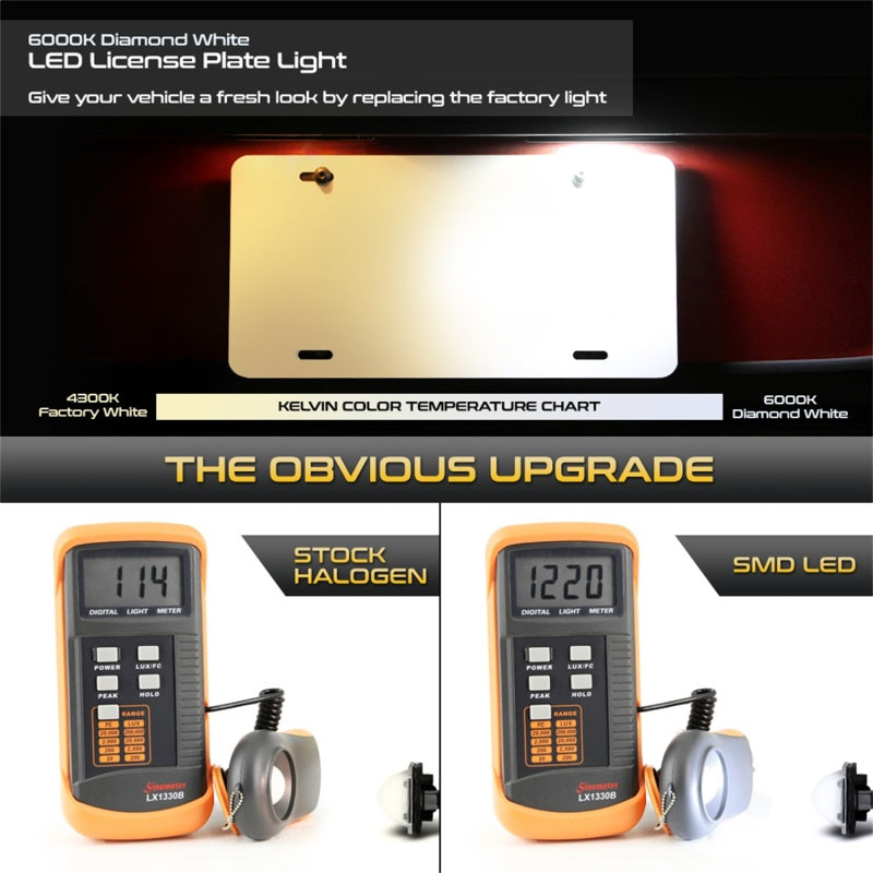 Xtune 13-18 Subaru BRZ T10 Connector LED License Plate Bulb Assembly White 5500K LAC-LP-SWRX08 -Pair SPYDER