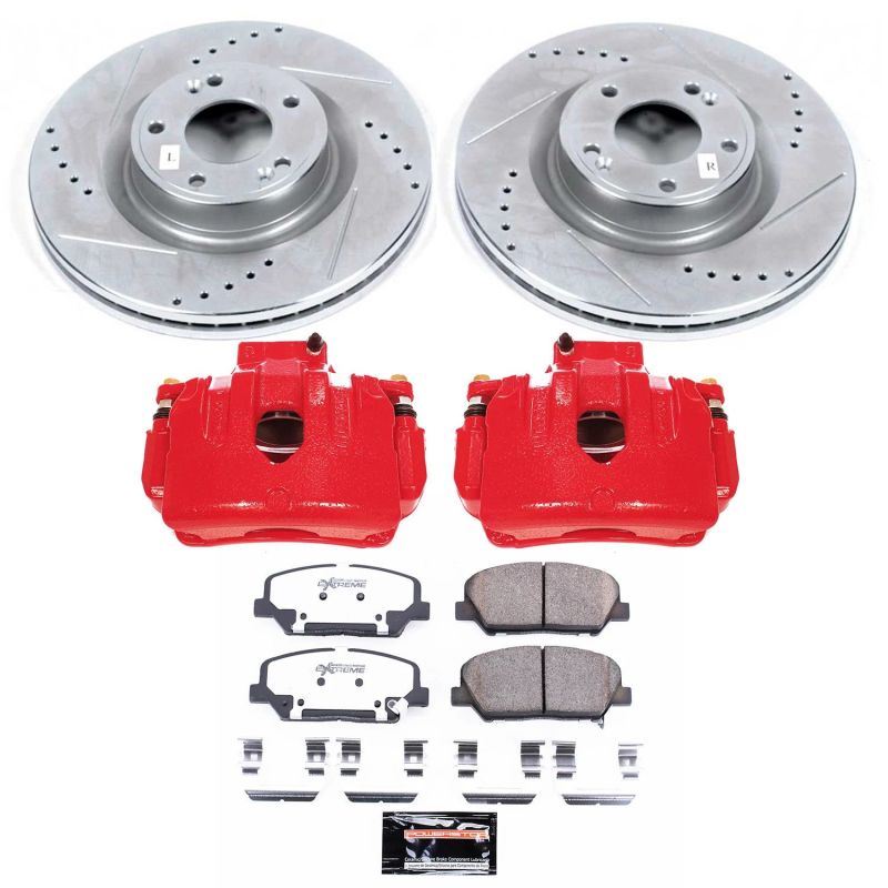 Power Stop 10-16 Hyundai Genesis Coupe Front Z26 Street Warrior Brake Kit w/Calipers PowerStop