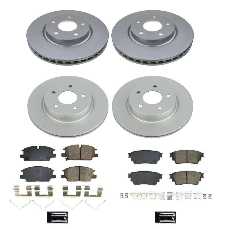Power Stop 2021 Nissan Rogue Front & Rear Z17 Coated Brake Kit PowerStop