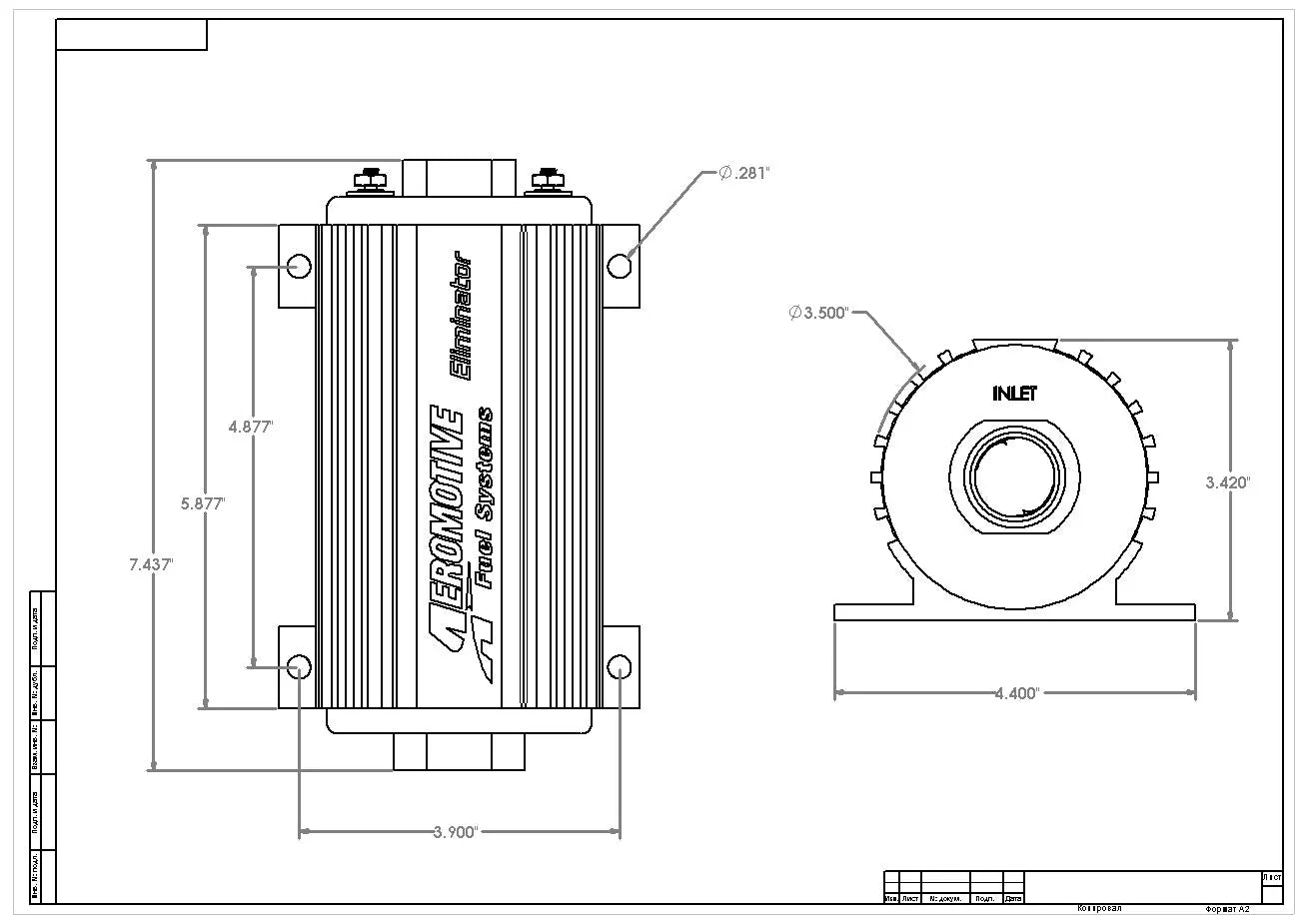 Aeromotive Eliminator In-Line Fuel Pump Black P/N 11104 Aeromotive