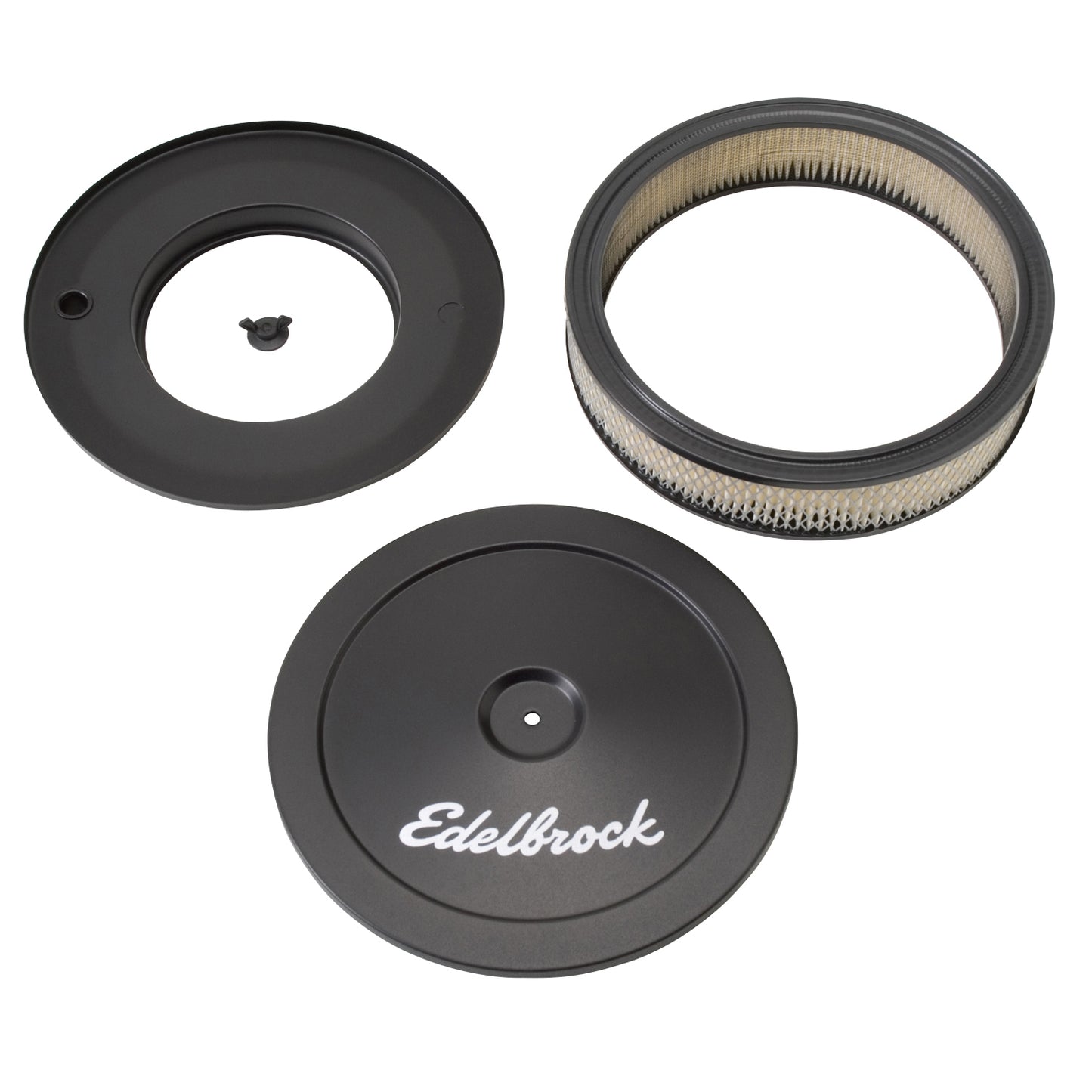 Edelbrock Pro-Flo Black 10" Round Air Cleaner with 2" Paper Element - 1203 Edelbrock