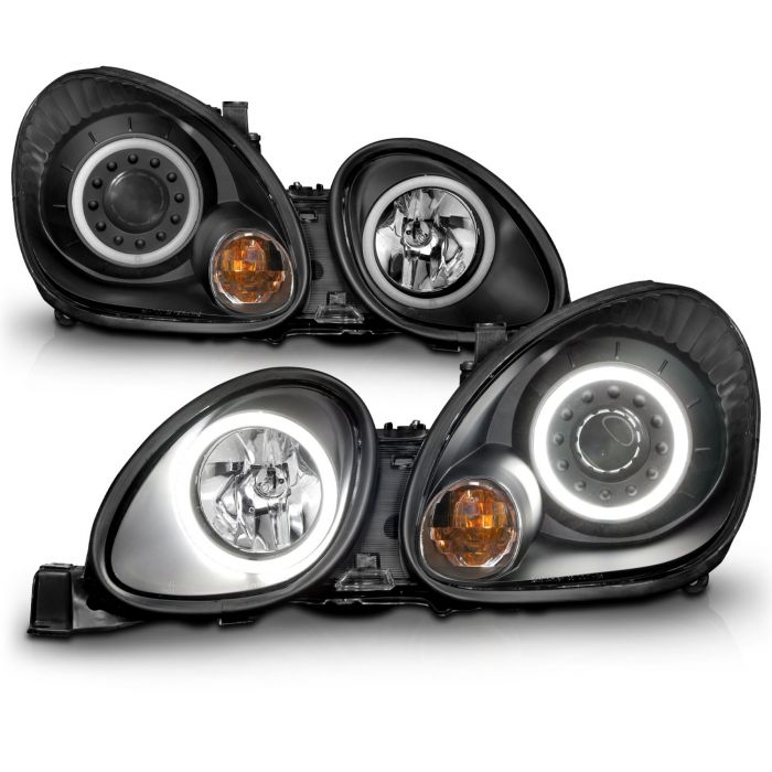 ANZOLEXUS GS 300/400/430 98-05 PROJECTOR HEADLIGHTS BLACK W/ RX HALO (NOT FOR FACTORY HID SYSTEM) - 121144 ANZO