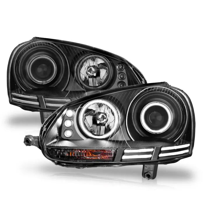 ANZO VOLKSWAGEN JETTA 05.5-10 / RABBIT/GTI 06-09 PROJECTOR HEADLIGHTS BLACK W/ HALO (CCFL) - 121345 ANZO