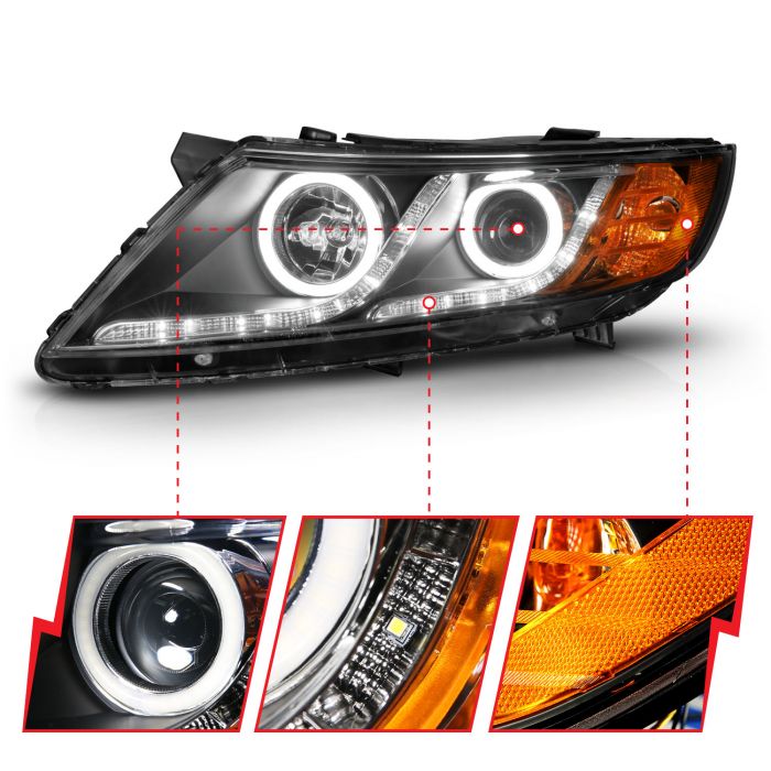 ANZO KIA OPTIMA 11-15 PROJECTOR HEADLIGHTS BLACK W/ RX HALO (FOR HALOGEN MODELS ONLY) -121460