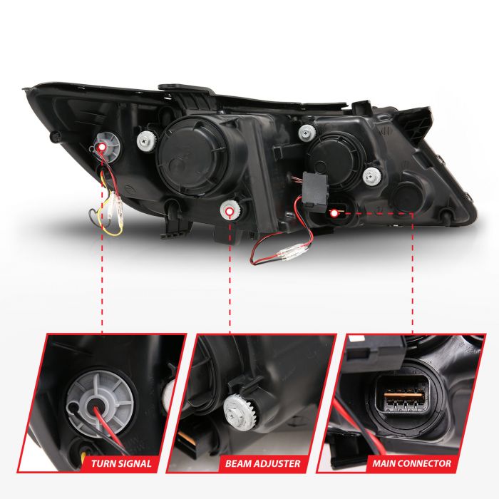 ANZO KIA OPTIMA 11-15 PROJECTOR HEADLIGHTS BLACK W/ RX HALO (FOR HALOGEN MODELS ONLY) -121460