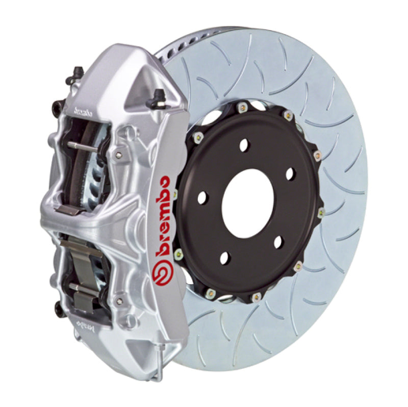 Brembo 99-07 Evo VI/VII/VIII/IXFront GT BBK 6 Piston Cast 350x34 2pc Rotor Slotted Type3-Silver Brembo