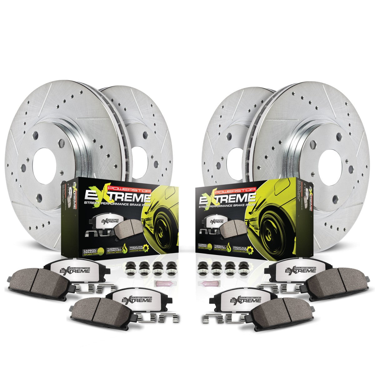 Power Stop 12-17 Jeep Grand Cherokee Front & Rear Z17 Coated Brake Kit