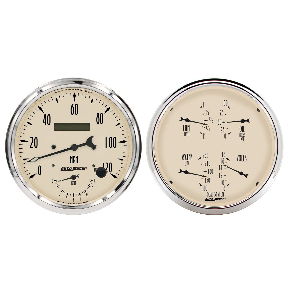 Autometer Antique Beige Quad & Tach/Speedo 5in. - 2 Pc. 1852