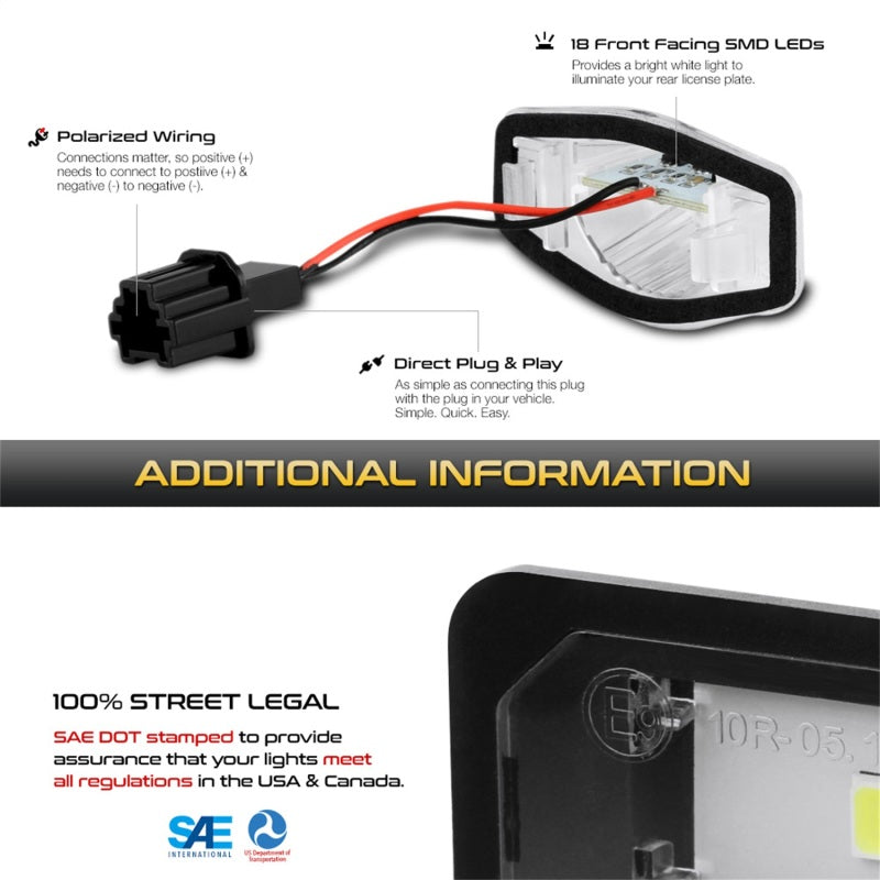 Xtune 09-18 Honda Fit LED License Plate Bulb Assembly White 5500K LAC-LP-HODY08 - Pair SPYDER