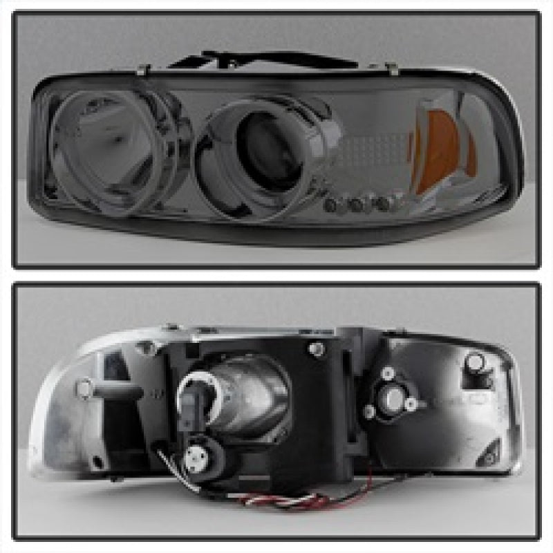 Spyder GMC Sierra 1500/2500/3500 99-06 Projector Headlights LED Halo LED Smoke PRO-YD-CDE00-HL-SMC SPYDER