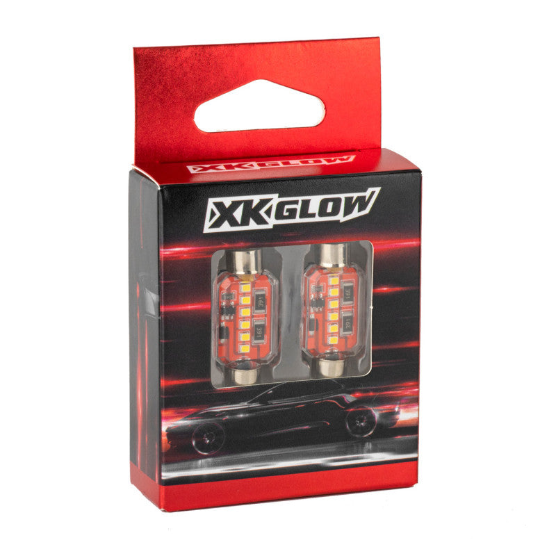 XKGlow 2pc 42mm White Festoon Error Free Ultra Bright LED Bulbs with Built-in Canbus - Part XK-FT42-W