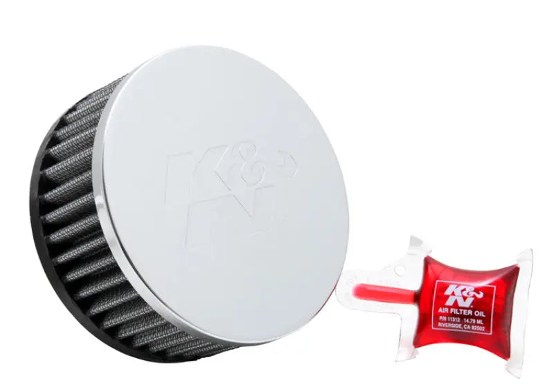 K&N Universal Chrome Filter 2 1/2 inch O/S FLG / 4 1/2 inch OD / 2 inch Height K&N Engineering