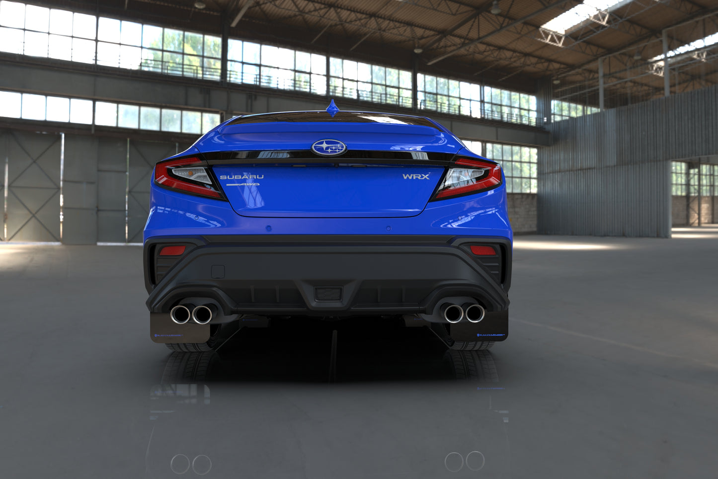 2023 Subaru WRX with Rally Armor Black UR Mud Flaps – Blue Logo – MF92-UR-BLK/BL