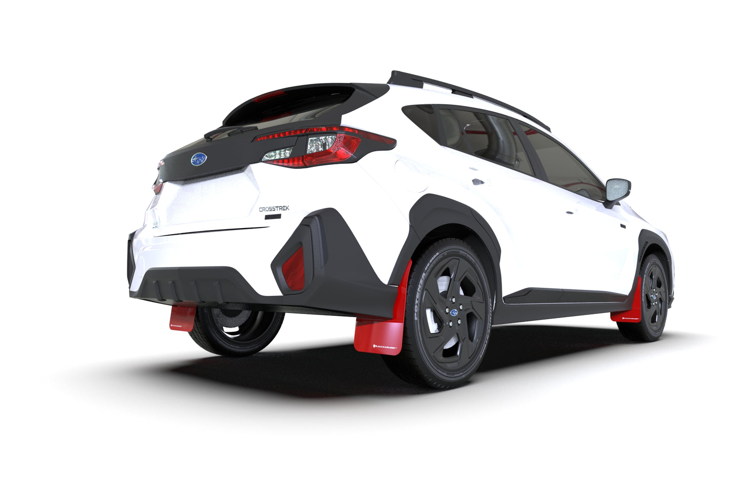 2024 Subaru Crosstrek with Red Rally Armor UR Mud Flaps – White Logo – MF106-UR-RD-WH