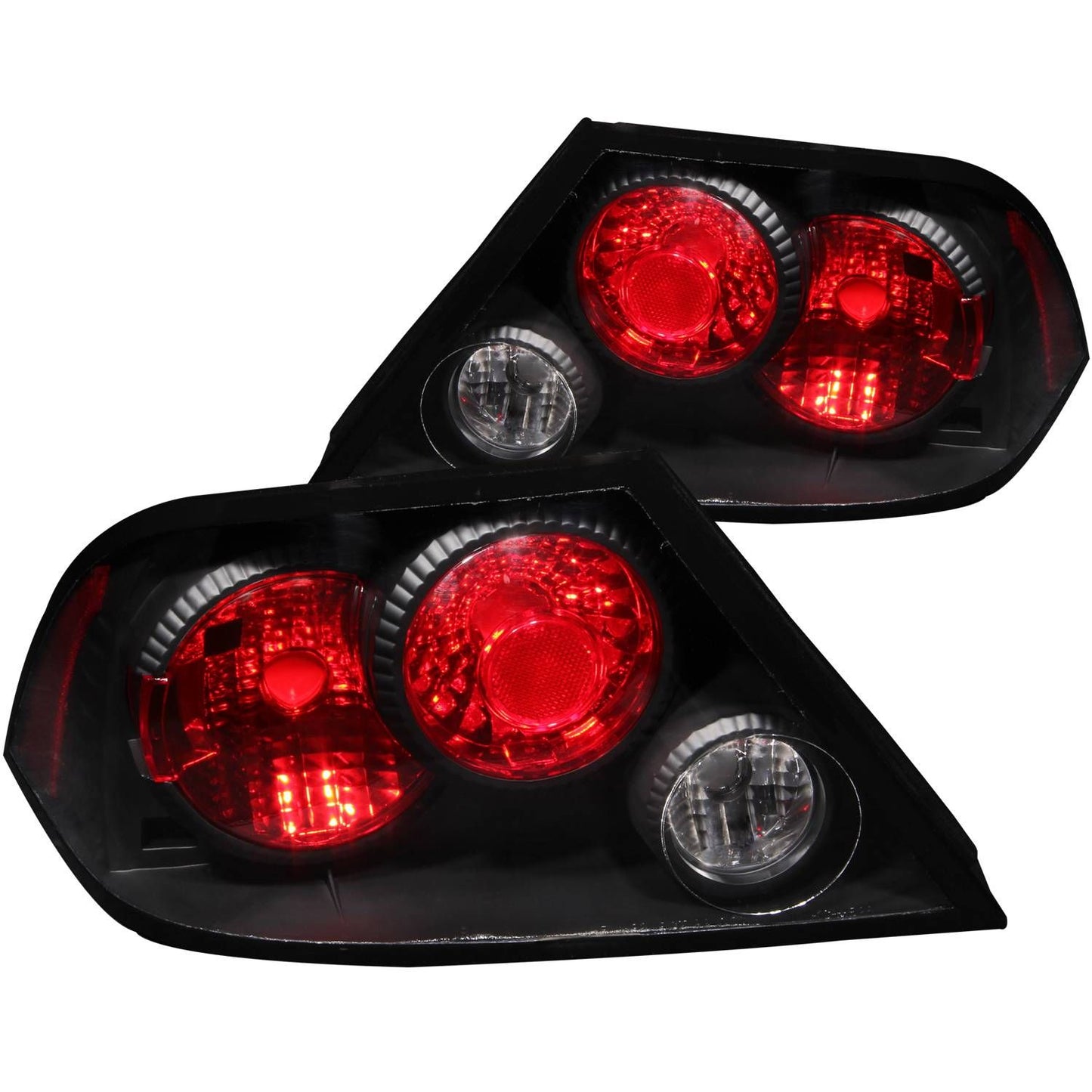 ANZO 221086 Tail Lights with Black Housing and Clear/Red Lens for Mitsubishi Lancer 2002-2003.