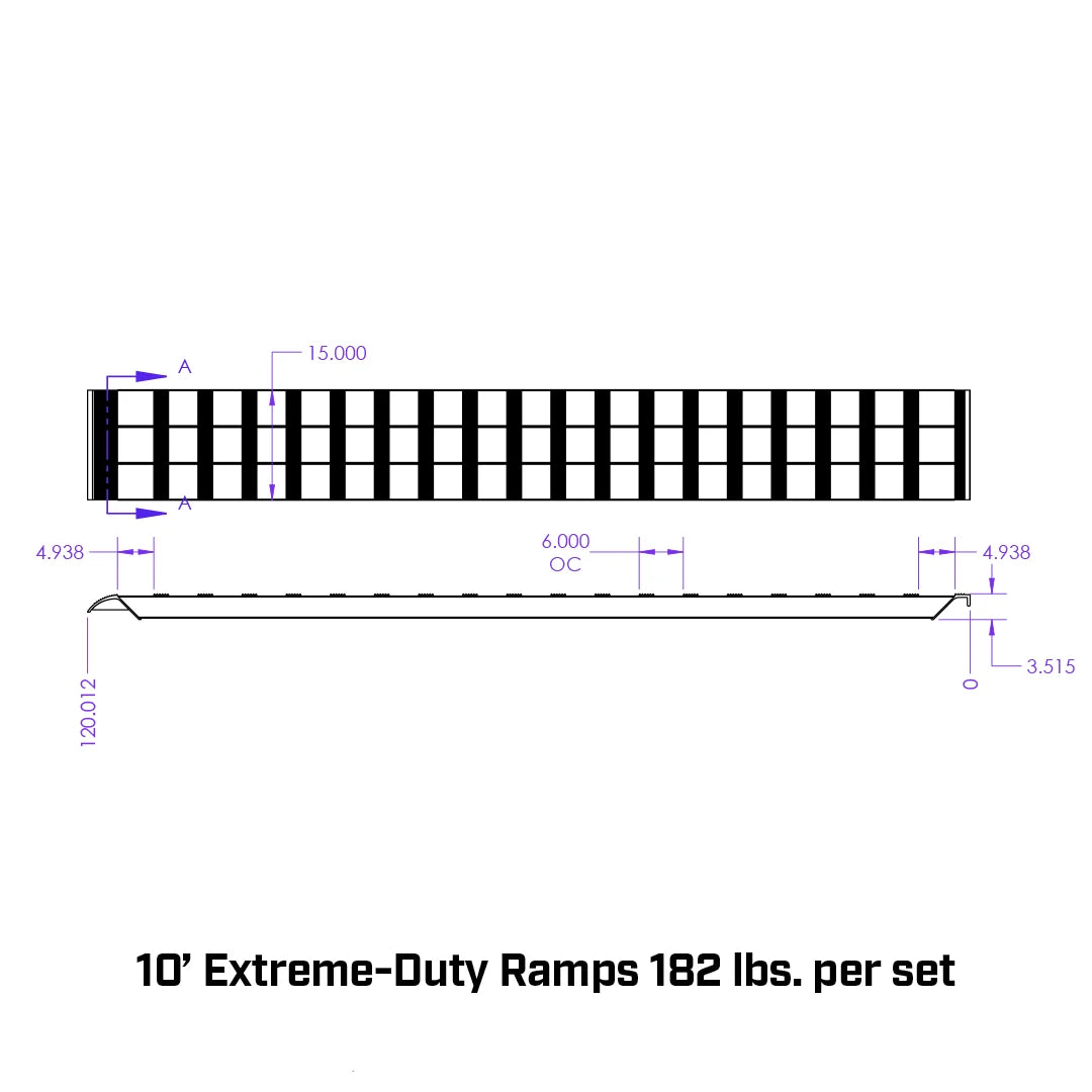 Gen-Y Extreme-Duty 10ft Aluminum Loading Ramps 15″ x 120″ 7K Capacity Per Ramp (Pair) - GH-17120
