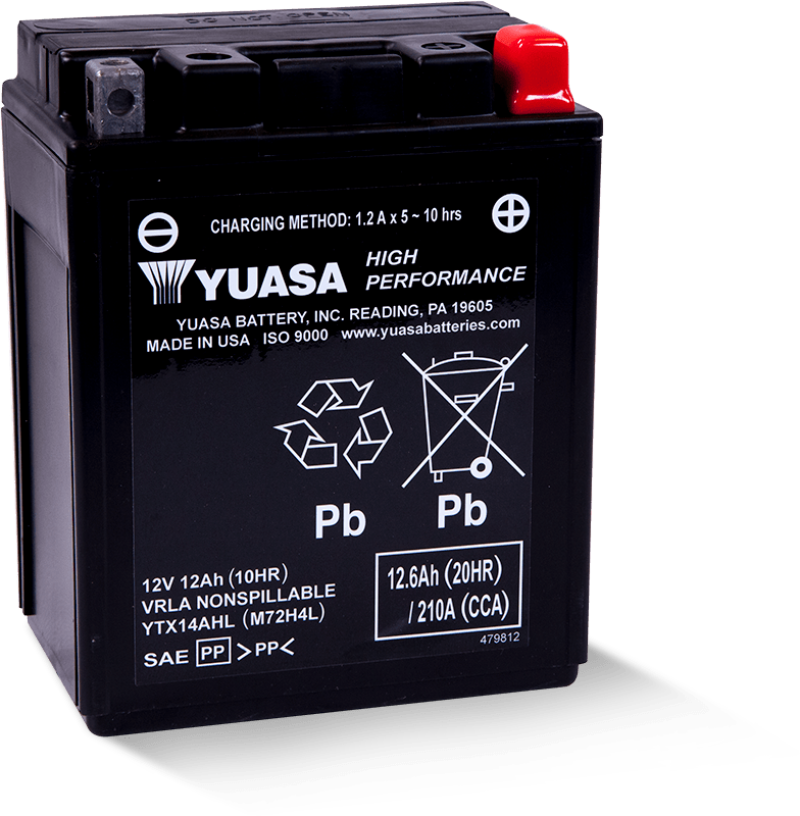 Yuasa YTX14AHL Maintenance Free AGM 12 Volt Battery Yuasa Battery