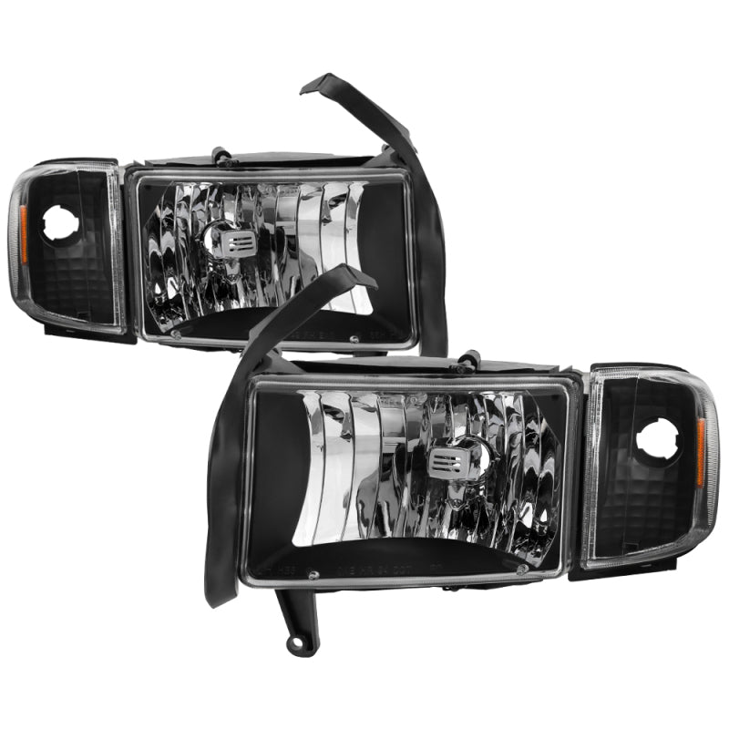 xTune Dodge Ram 1500 94-01 OEM Style Headlights w/ Corner Lamps - Black OEM HD-JH-DR94-SET-BK SPYDER
