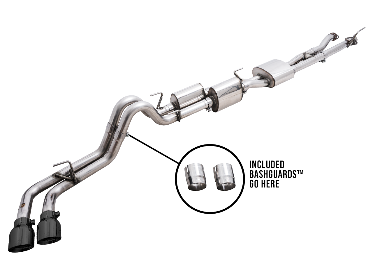AWE 0FG Exhaust for 3rd Gen Toyota Tundra - Dual Diamond Black Tips