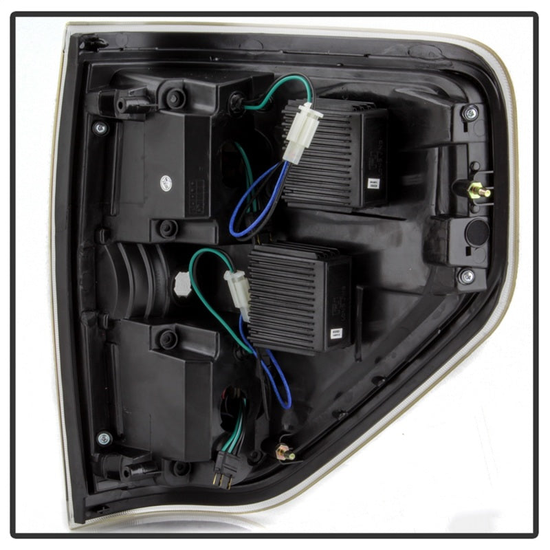 xTune 09-14 Ford F-150 Light Bar LED Tail Lights - Black (ALT-JH-FF15009-LBLED-BK) SPYDER