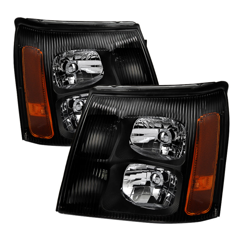 Xtune Cadillac Escalade (Halogen Only) 2002 OEM Style Headlights Black HD-JH-CAES02-AM-BK SPYDER