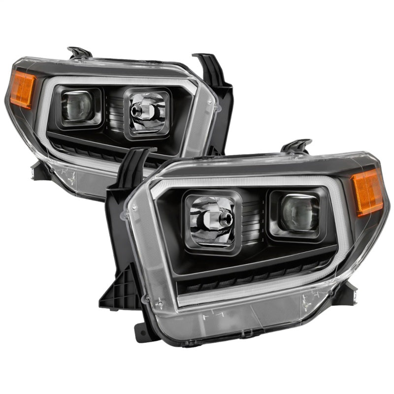 xTune 14-17 Toyota Tundra DRL LED Light Bar Projector Headlights - Black (PRO-JH-TTU14-LB-BK) SPYDER