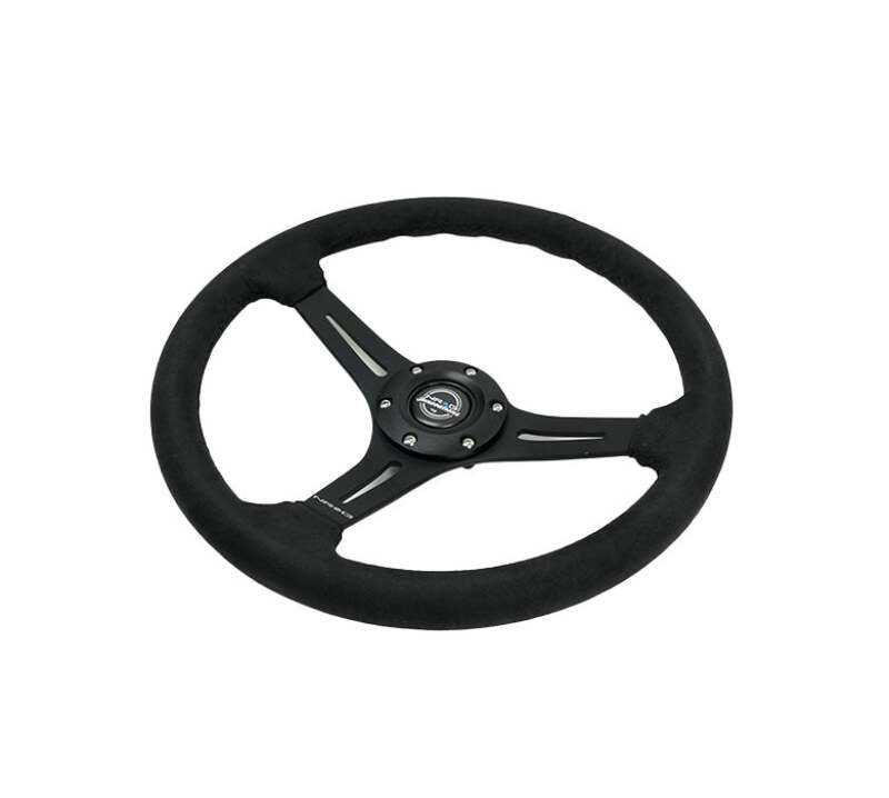 NRG Innovations 350mm Reinforced Slit-Spoke Steering Wheel - Suede - Matte Black Spokes – RST-030S-BK