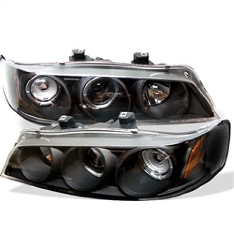 Spyder Honda Accord 94-97 1PC Projector Headlights LED Halo Amber Reflctr Blk PRO-YD-HA94-AM-BK SPYDER