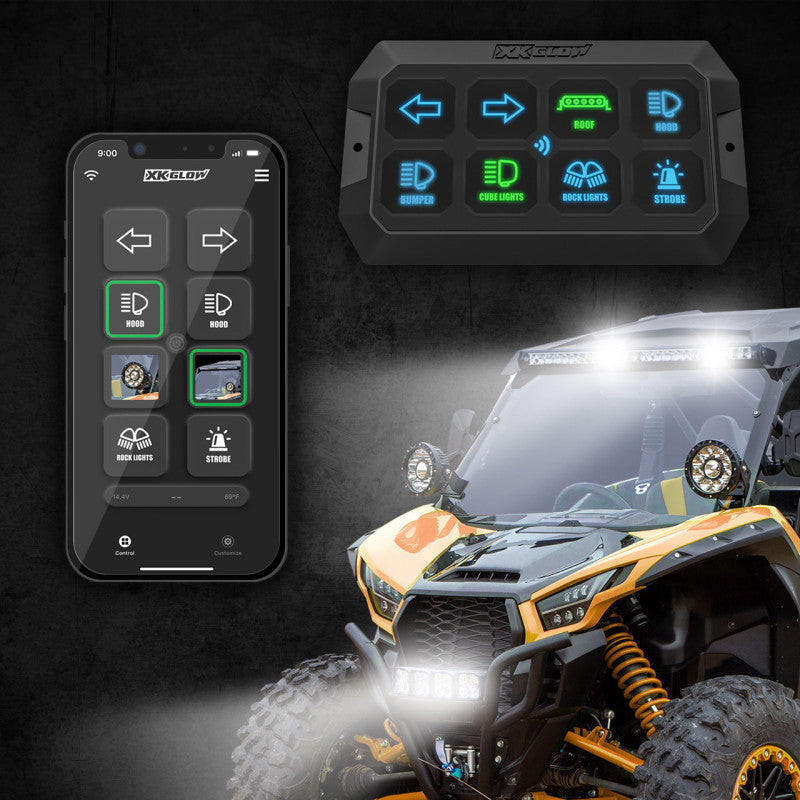 XKGlow XKcommand Bluetooth Switch Panel for Lights 12V Accessory Offroad - Part XK-CMD-KIT