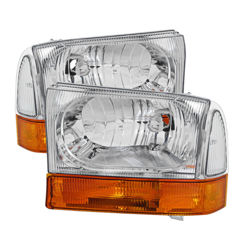 Xtune Ford F250/350/450 Superduty 99-04 Crystal Headlights Chrome HD-JH-FF25099-AMB SPYDER