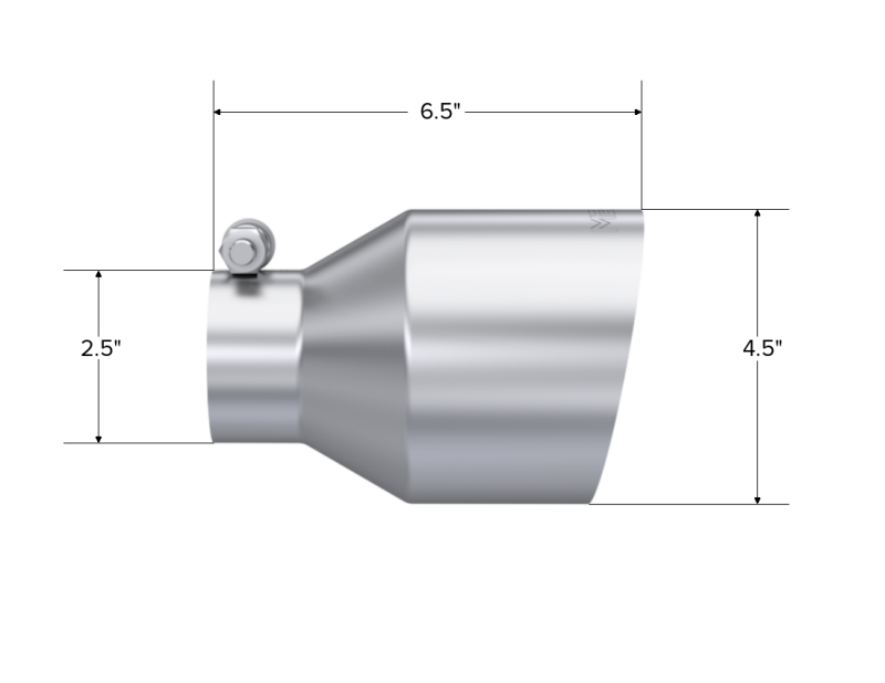MBRP Universal Stainless Steel Tip 2.5in ID / 4.5in OD Out / 6.5in Length Angle Cut Single Wall MBRP