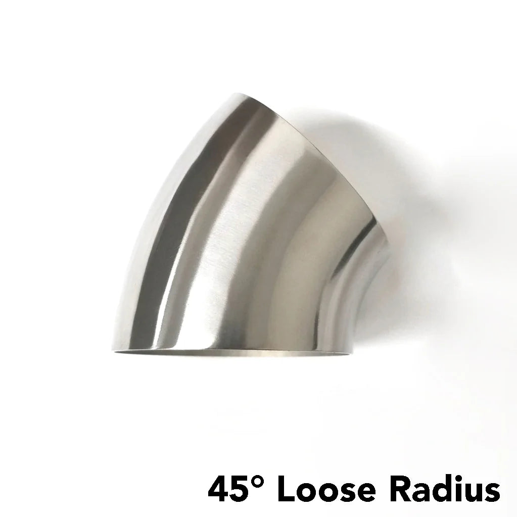 Ticon 3in Diameter Titanium 45° Loose Radius Elbow 1.5D 1.2mm/.039in No Leg