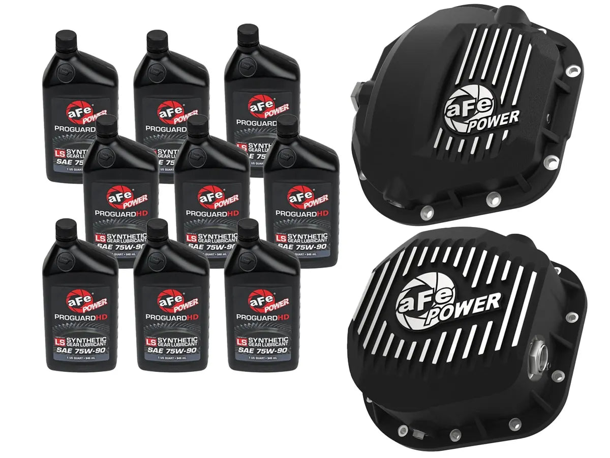 aFe Power Front/Rear Diff Cover Kit w/ Oil 17-22 Ford Diesel V8 (Dana Super 60 & Sterling 10.5-12)