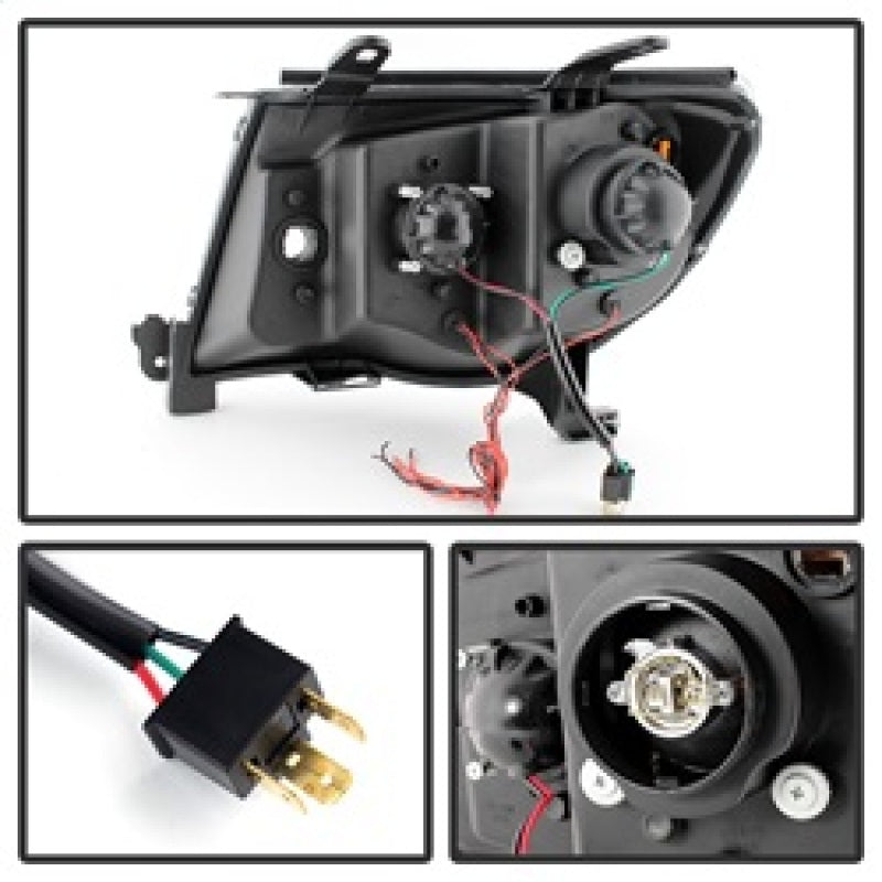 Xtune Toyota Tacoma 05-11 Halo Projector Headlights Black PRO-JH-TT05-LED-BK SPYDER