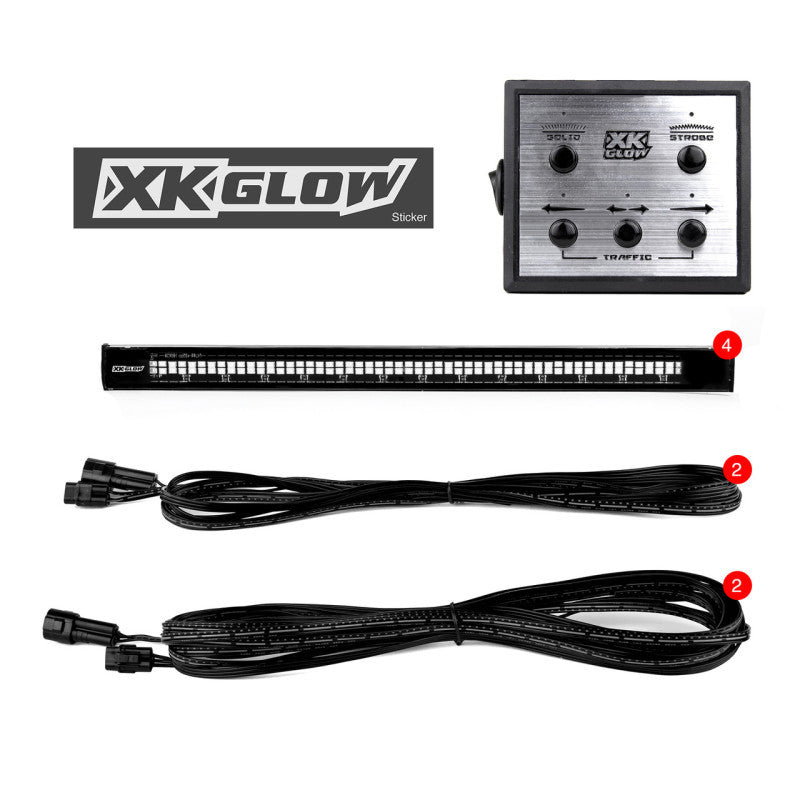 XKGlow 8pc 12in Tube Strobe Lights w/ Traffic Modes Ultra Bright LEDs Multiple Strobe modes + Solid On - White - Part XK052002-8W