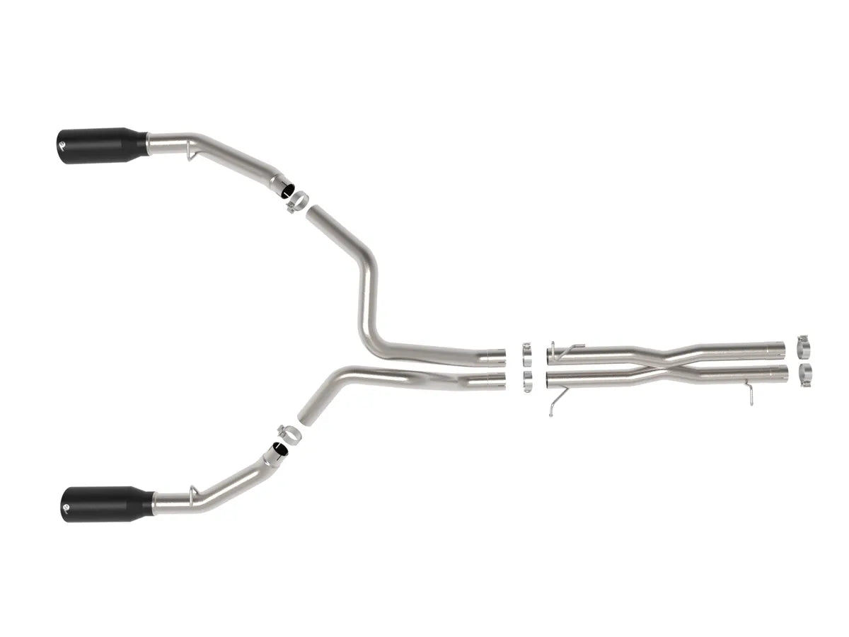 aFe Vulcan Series 3 IN to 3-1/2 IN 304 Stainless Steel Cat-Back Exhaust System w/ Black Tip - 49-32087-B