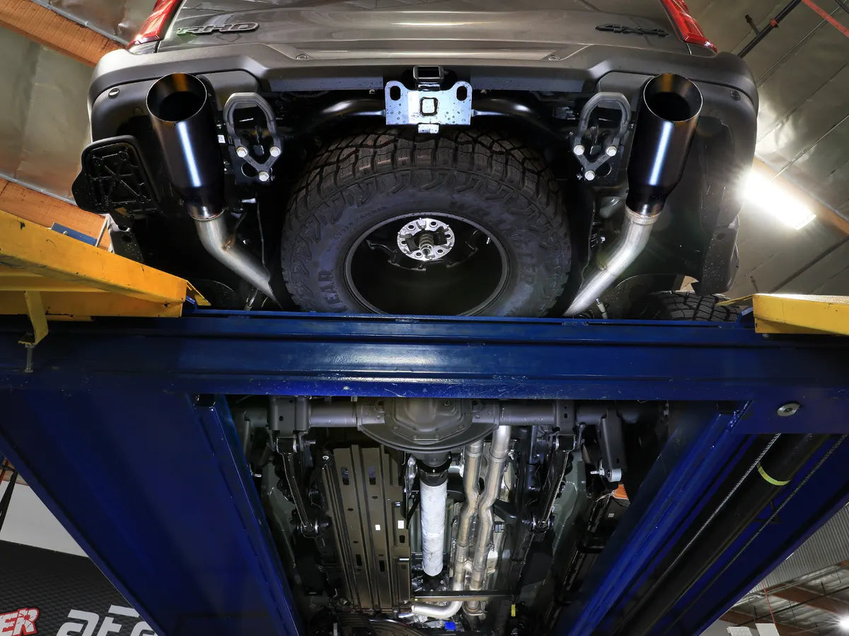 aFe Vulcan Series 3 IN to 3-1/2 IN 304 Stainless Steel Cat-Back Exhaust System w/ Black Tip - 49-32087-B