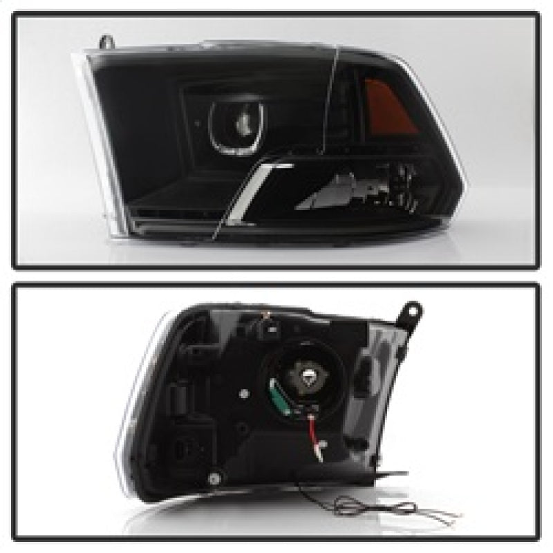 xTune Dodge Ram 2009-2014 Halo LED Projector Headlights - Black PRO-JH-DR09-CFB-BK SPYDER