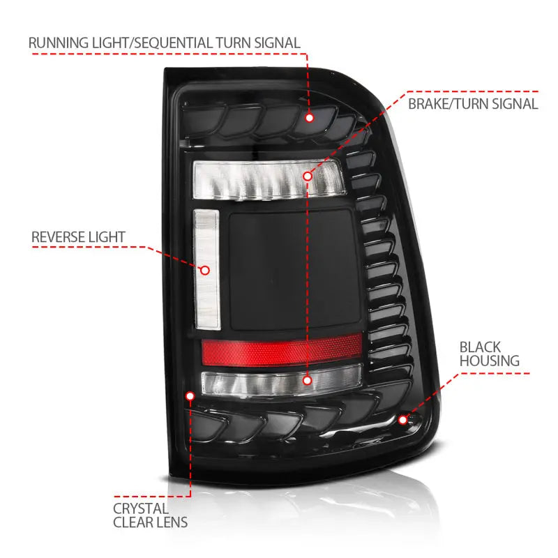 ANZO Tail Light Assembly Red Lens | Dodge Ram 1500 (07-09) (311309)